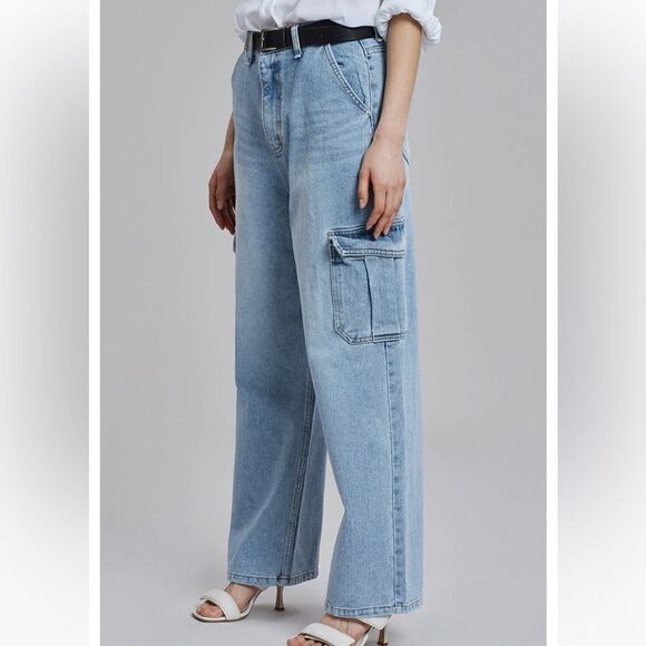 NWT The Frankie Shop KAI CARGO DENIM PANTS - Worn Wash - Small - Picture 12 of 16